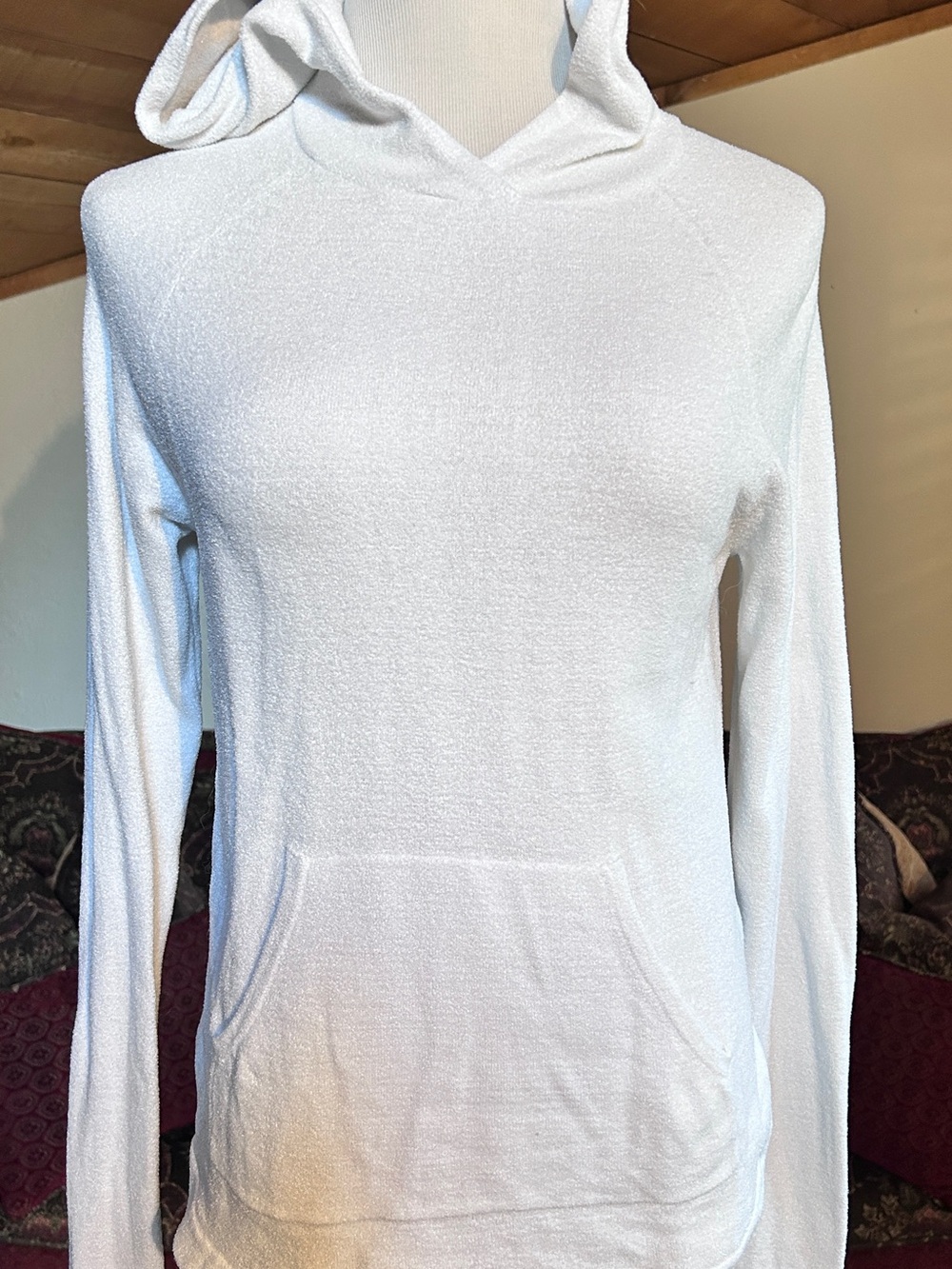 Barefoot Dreams White Hooded Lightweight Pullover